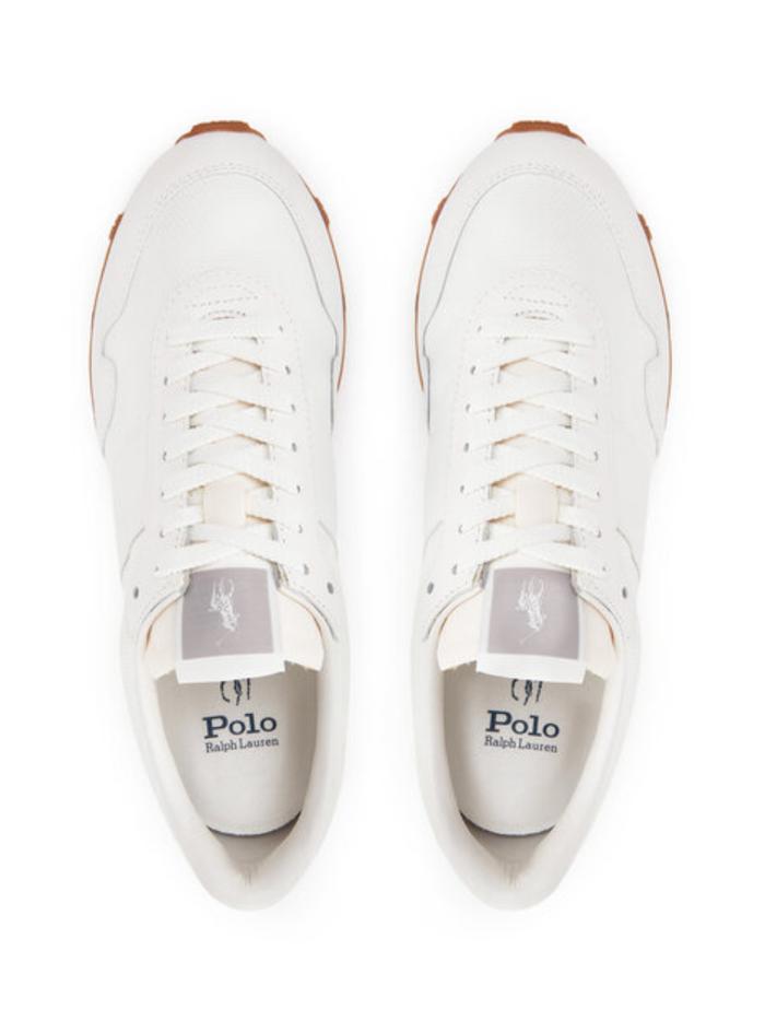 RALPH LAUREN Trail 125 Leather-Mesh Sneakers All White