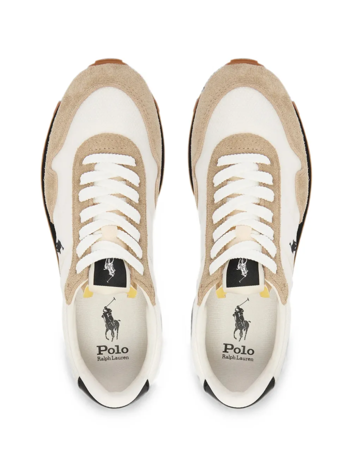 RALPH LAUREN Trail 125 Suede-Mesh Sneakers Monument Tan/Deckwash White