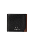 RALPH LAUREN Two-Tone Leather Billfold Wallet Black/Saddle