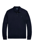 RALPH LAUREN Washable Wool Polo-Collar Sweater Hunter Navy