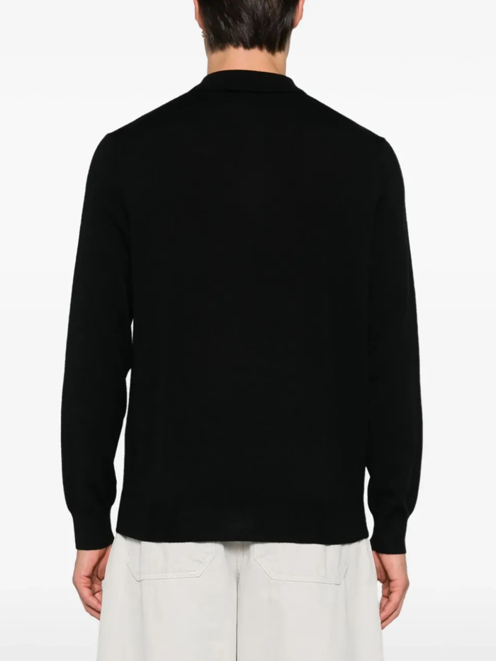 RALPH LAUREN Washable Wool Polo-Collar Sweater Polo Black