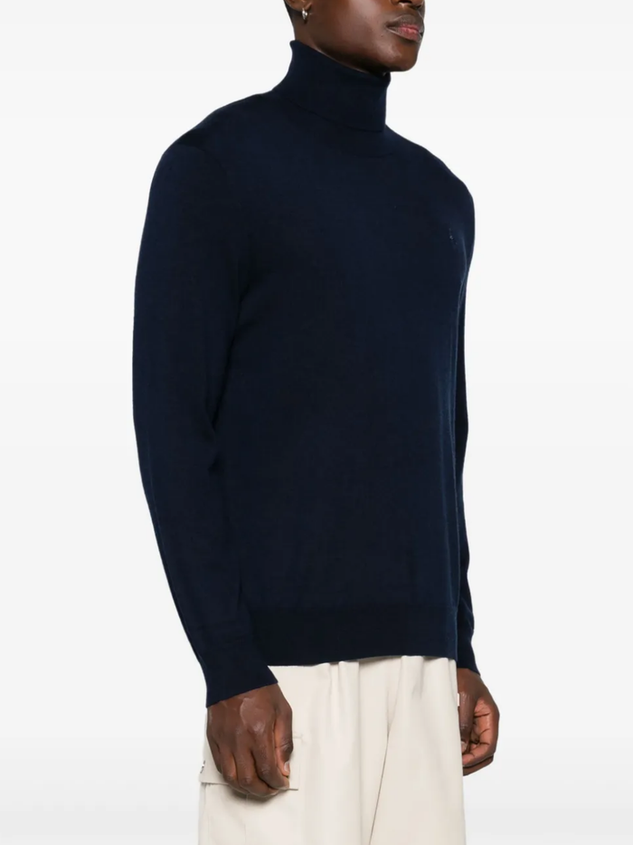 RALPH LAUREN Washable Wool Turtleneck Sweater Hunter Navy