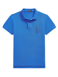 RALPH LAUREN WOMEN Beaded Big Pony Polo Shirt Gala Blue