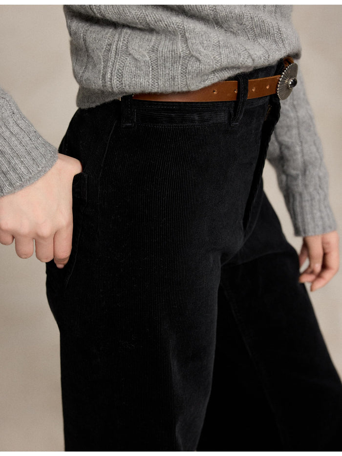 RALPH LAUREN WOMEN Beaton Corduroy Pants Polo Black