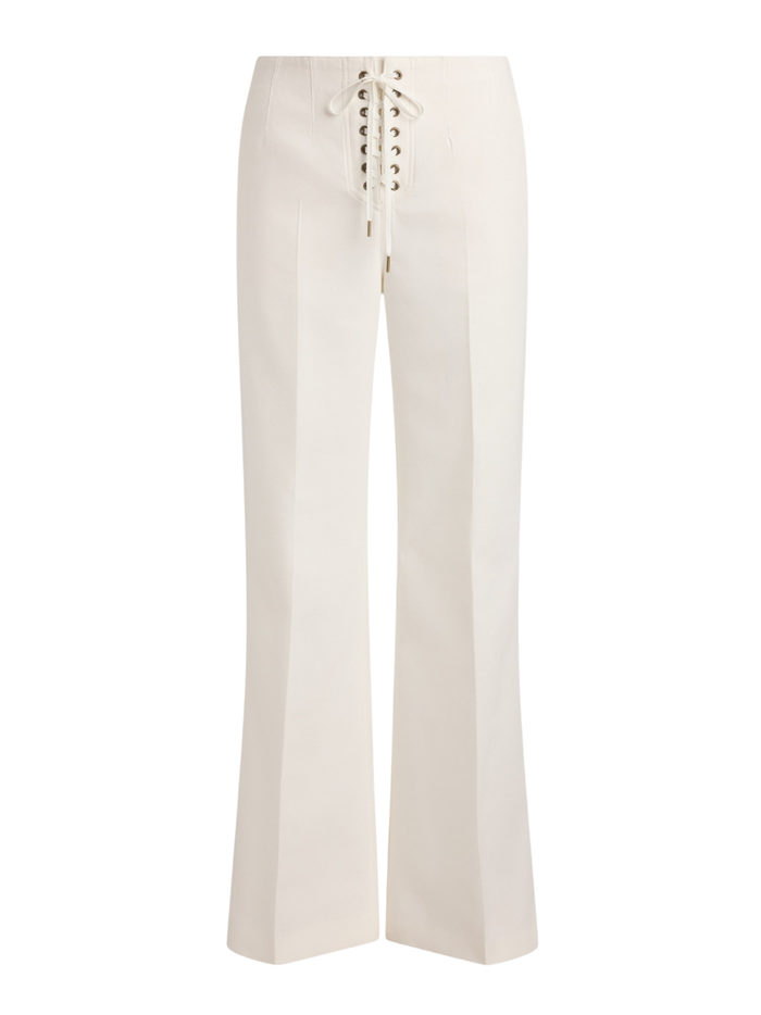 RALPH LAUREN WOMEN Beaton Cotton-Wool Lace-Up Pants Cream
