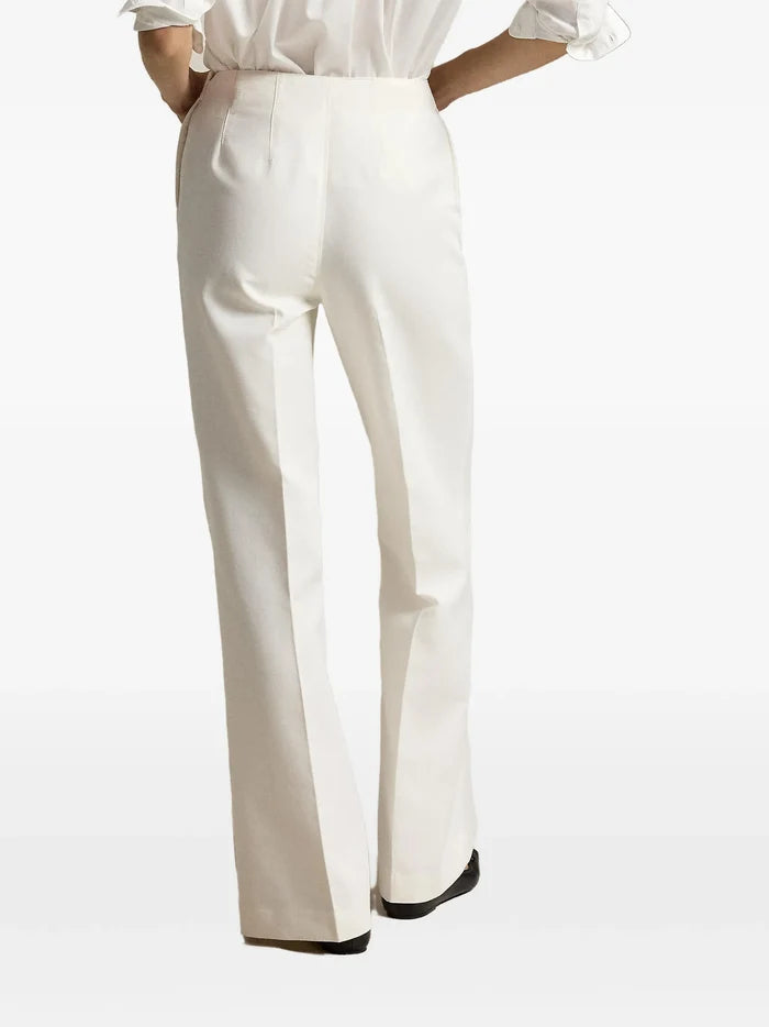 RALPH LAUREN WOMEN Beaton Cotton-Wool Lace-Up Pants Cream