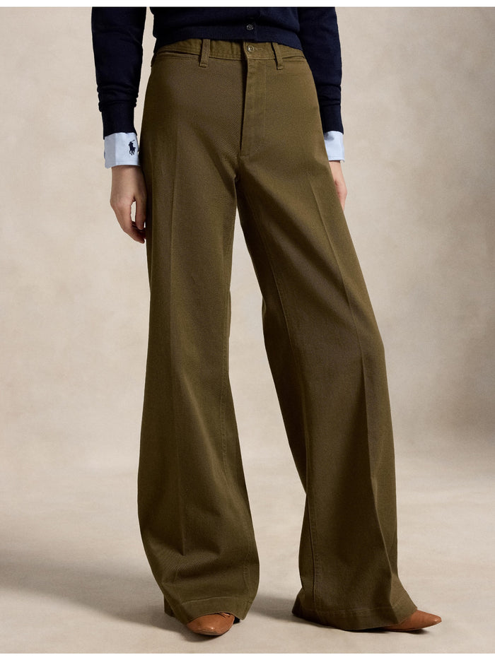 RALPH LAUREN WOMEN Beaton Stretch-Cotton Pants Olive