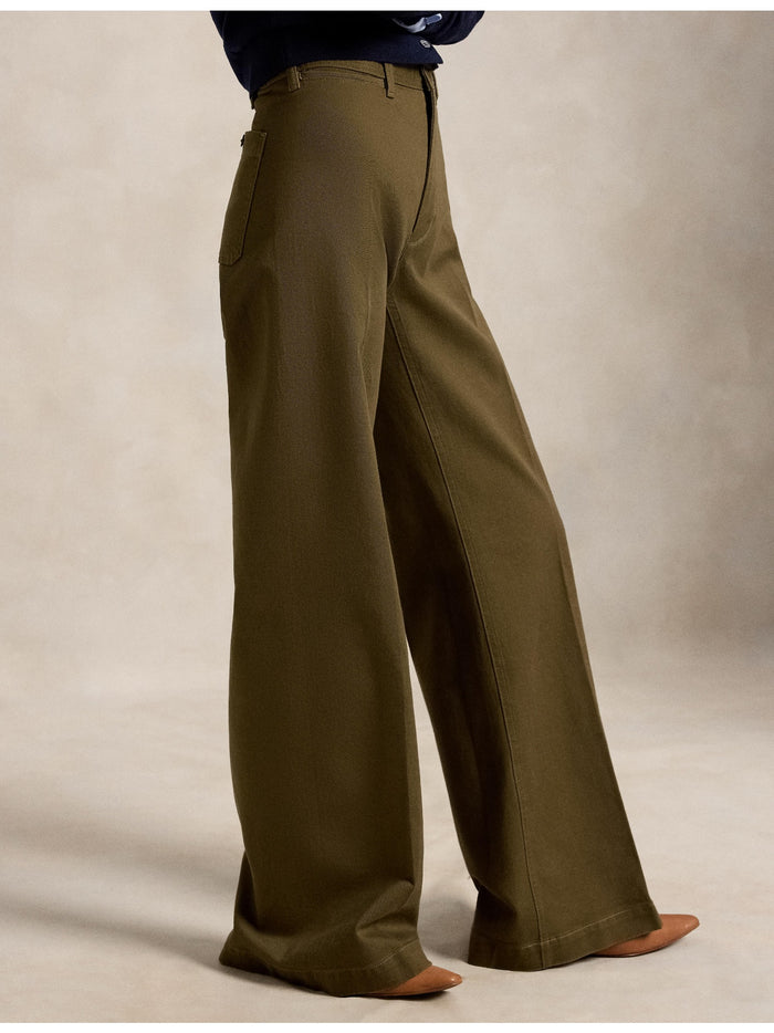 RALPH LAUREN WOMEN Beaton Stretch-Cotton Pants Olive