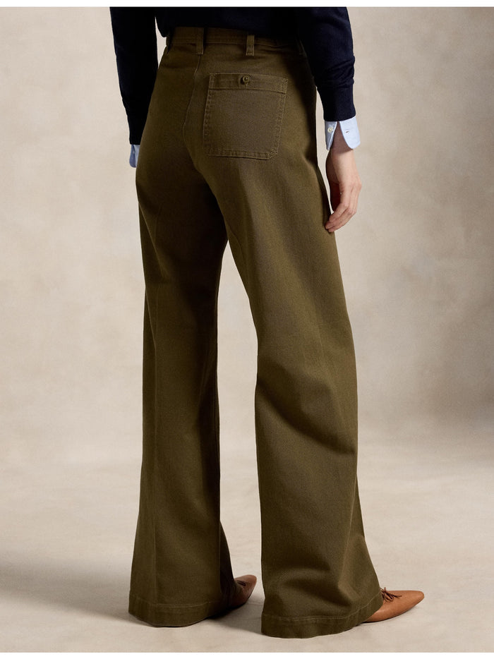 RALPH LAUREN WOMEN Beaton Stretch-Cotton Pants Olive