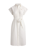 RALPH LAUREN WOMEN Belted Cotton Oxford Shirt Dress White