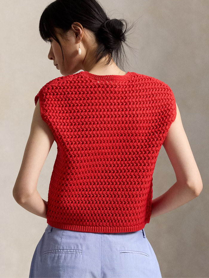 RALPH LAUREN WOMEN Big Pony Crocheted Cotton Jumper Petal Rose