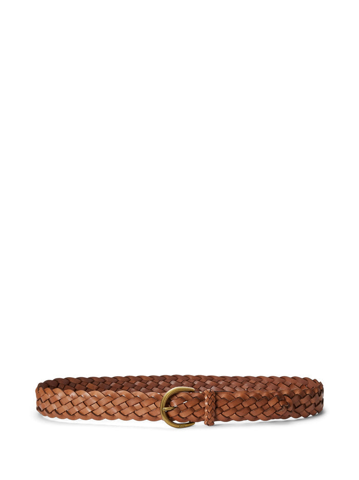 RALPH LAUREN WOMEN Braided Calfskin Belt Cuoio