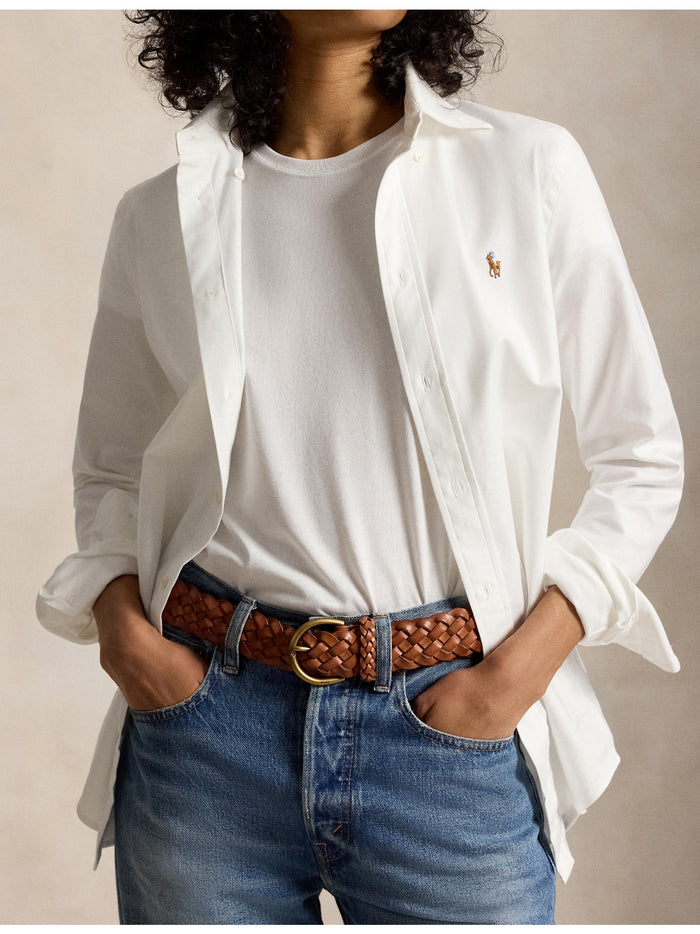 RALPH LAUREN WOMEN Braided Calfskin Belt Cuoio