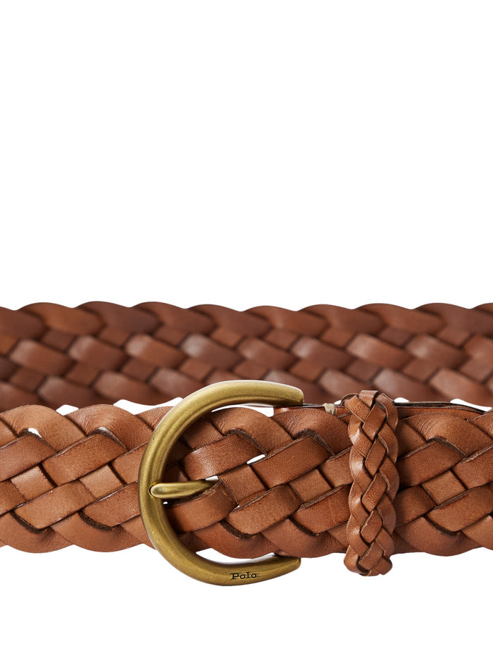 RALPH LAUREN WOMEN Braided Calfskin Belt Cuoio