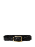 RALPH LAUREN WOMEN Braided Leather Belt Black