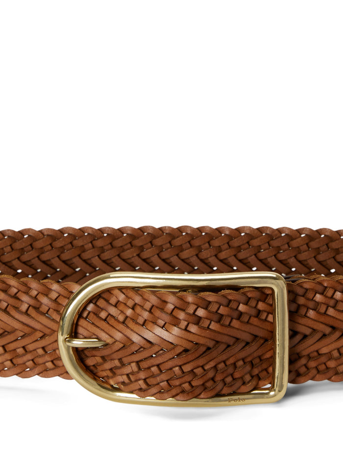 RALPH LAUREN WOMEN Braided Leather Belt Cuoio