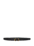 RALPH LAUREN WOMEN Braided Vachetta Leather Skinny Belt Black