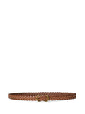 RALPH LAUREN WOMEN Braided Vachetta Leather Skinny Belt Cuoio