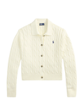 RALPH LAUREN WOMEN Cable Cotton Polo-collar Cardigan	Clubhouse Cream