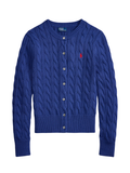 RALPH LAUREN WOMEN Cable-knit Cotton Crewneck Cardigan Charter Blue
