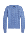 RALPH LAUREN WOMEN Cable-Knit Cotton Crewneck Cardigan New Litchfield Blue - MAISONDEFASHION.COM
