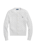 RALPH LAUREN WOMEN Cable-Knit Cotton Crewneck Cardigan White - MAISONDEFASHION.COM