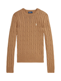 RALPH LAUREN WOMEN Cable-Knit Cotton Crewneck Jumper Collection Camel Melange - MAISONDEFASHION.COM