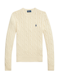 RALPH LAUREN WOMEN Cable-Knit Cotton Crewneck Jumper Cream - MAISONDEFASHION.COM