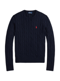 RALPH LAUREN WOMEN Cable-Knit Cotton Crewneck Jumper Hunter Navy - MAISONDEFASHION.COM
