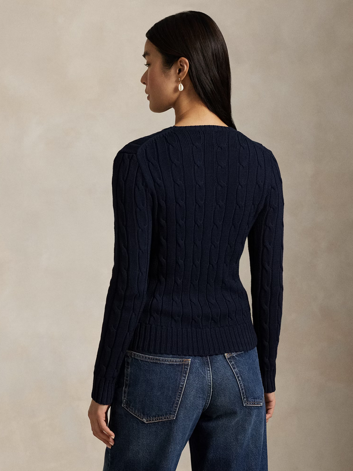 RALPH LAUREN WOMEN Cable-Knit Cotton Crewneck Jumper Hunter Navy - MAISONDEFASHION.COM