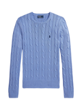 RALPH LAUREN WOMEN Cable-Knit Cotton Crewneck Jumper New Litchfield Blue - MAISONDEFASHION.COM