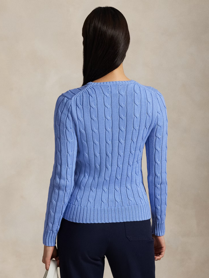 RALPH LAUREN WOMEN Cable-Knit Cotton Crewneck Jumper New Litchfield Blue - MAISONDEFASHION.COM