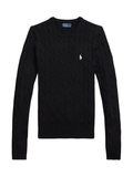 RALPH LAUREN WOMEN Cable-Knit Cotton Crewneck Jumper Polo Black - MAISONDEFASHION.COM