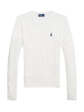 RALPH LAUREN WOMEN Cable-Knit Cotton Crewneck Jumper White - MAISONDEFASHION.COM