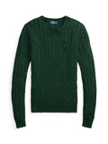 RALPH LAUREN WOMEN Cable-Knit Cotton Crewneck Sweater Basic Forest