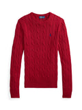 RALPH LAUREN WOMEN Cable-Knit Cotton Crewneck Sweater Eaton Red