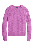 RALPH LAUREN WOMEN Cable-knit Cotton Crewneck Sweater Thistle Pink