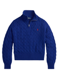 RALPH LAUREN WOMEN Cable-knit Cotton Quarter-zip Sweater Sporting Royal