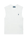 RALPH LAUREN WOMEN Cable-Knit Cotton Sweater Vest White