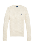 RALPH LAUREN WOMEN Cable-Knit Cotton V-Neck Jumper Cream - MAISONDEFASHION.COM