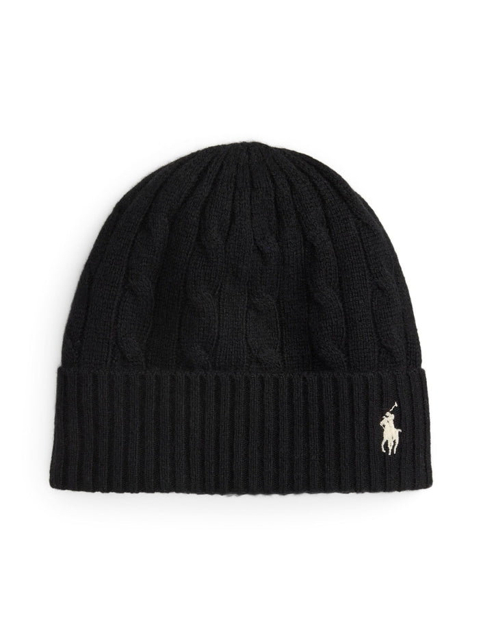 RALPH LAUREN WOMEN Cable-Knit Wool-Cashmere Beanie Black