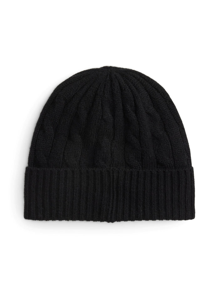RALPH LAUREN WOMEN Cable-Knit Wool-Cashmere Beanie Black