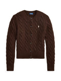 RALPH LAUREN WOMEN Cable-Knit Wool-Cashmere Cardigan Cedar Heather
