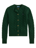 RALPH LAUREN WOMEN Cable-Knit Wool-Cashmere Cardigan College Green