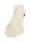 RALPH LAUREN WOMEN Cable-Knit Wool-Cashmere Gloves Cream