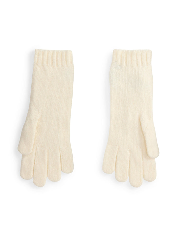 RALPH LAUREN WOMEN Cable-Knit Wool-Cashmere Gloves Cream