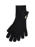 RALPH LAUREN WOMEN Cable-Knit Wool-Cashmere Gloves Polo Black