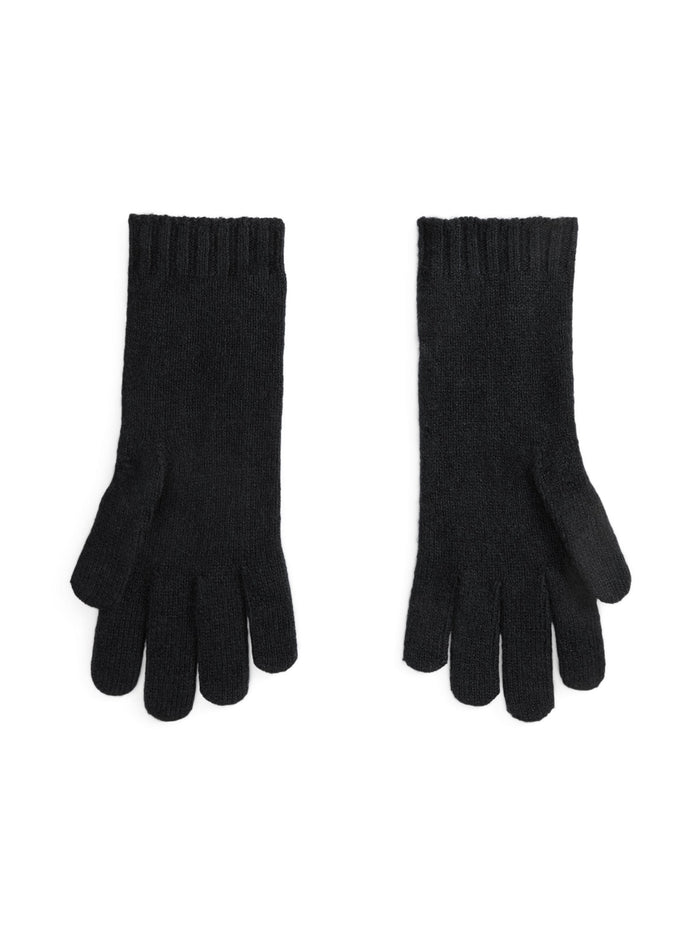 RALPH LAUREN WOMEN Cable-Knit Wool-Cashmere Gloves Polo Black