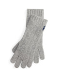 RALPH LAUREN WOMEN Cable-Knit Wool-Cashmere Gloves Soft Grey