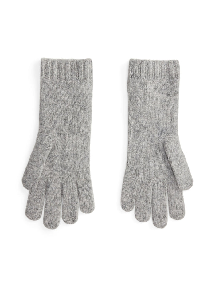 RALPH LAUREN WOMEN Cable-Knit Wool-Cashmere Gloves Soft Grey